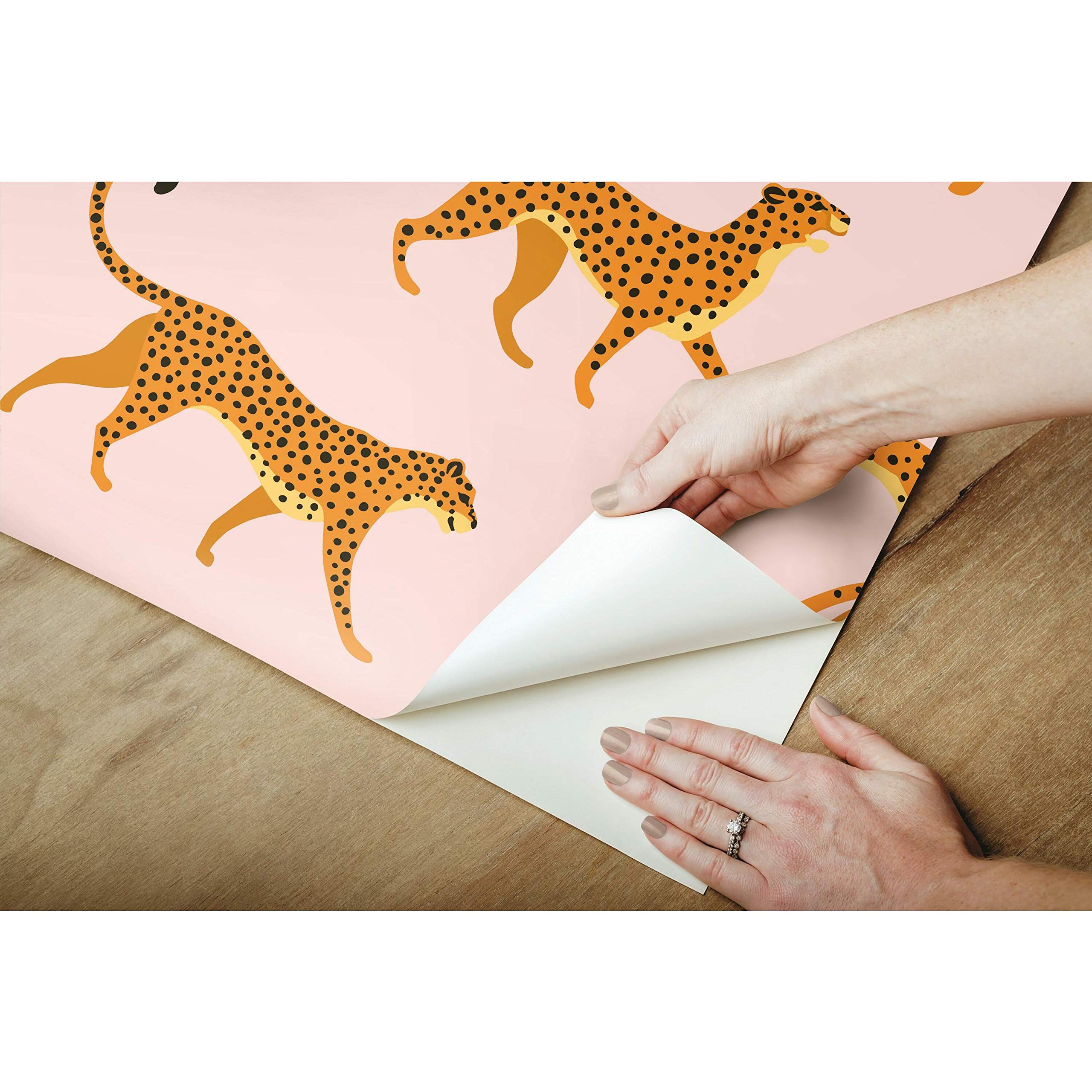 RoomMates Cheetah Print Peel and Stick Wallpaper - Self-Adhesive Removable Wall Decal for Bedroom, Nursery, Dorm & Home Decor