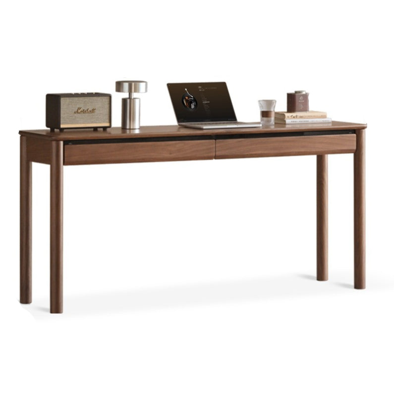 Premium Black Walnut Solid Wood Writing Desk with Drawer - Modern Home Office Furniture for Work & Study | Elegant Executive Desk for Professionals & Students