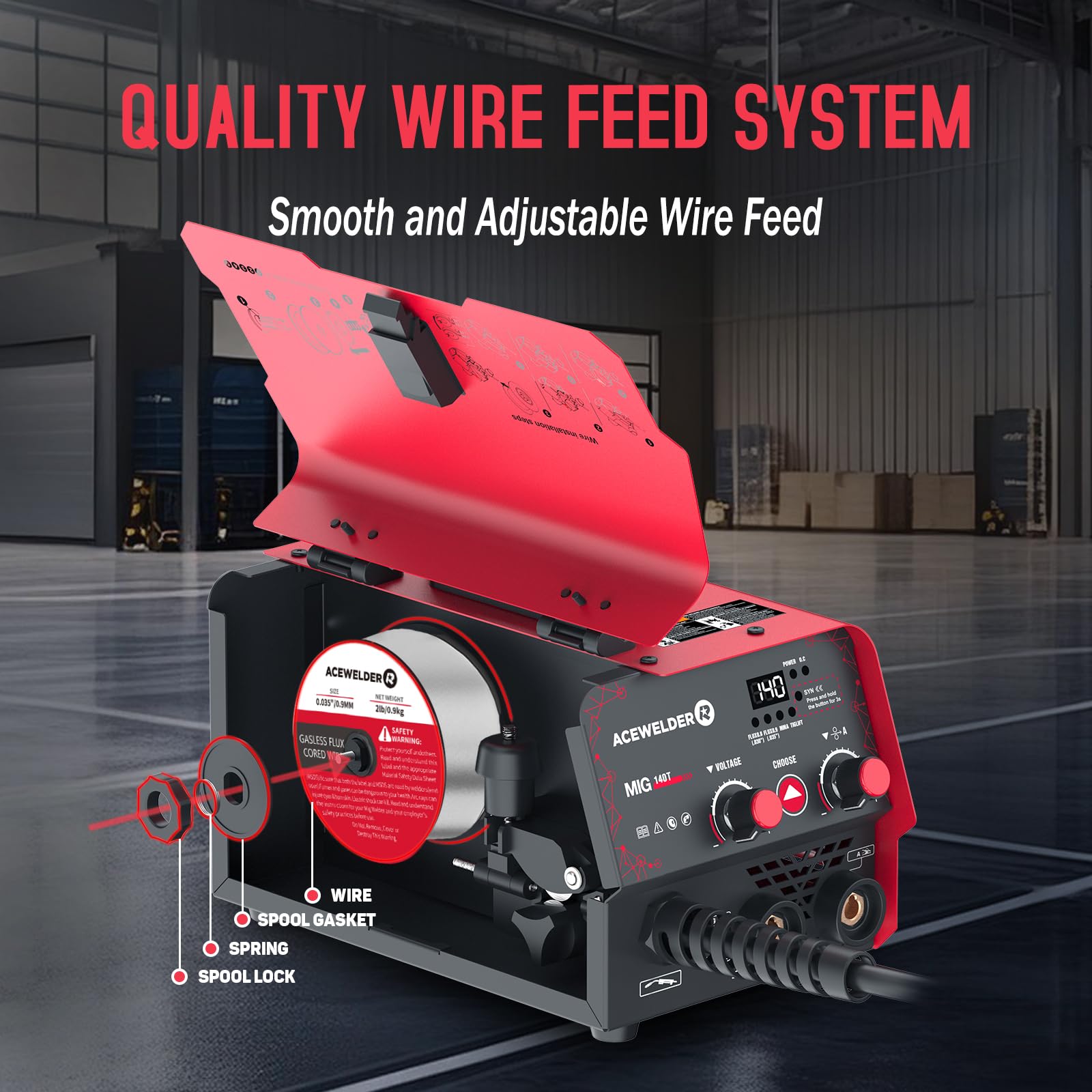 140A Gasless Flux Core MIG Welder with Lift TIG & Stick - 3-in-1 Multi-Process Welding Machine, 110V Portable IGBT Inverter Synergy Welder for DIY, Home Repairs & Metal Fabrication Projects