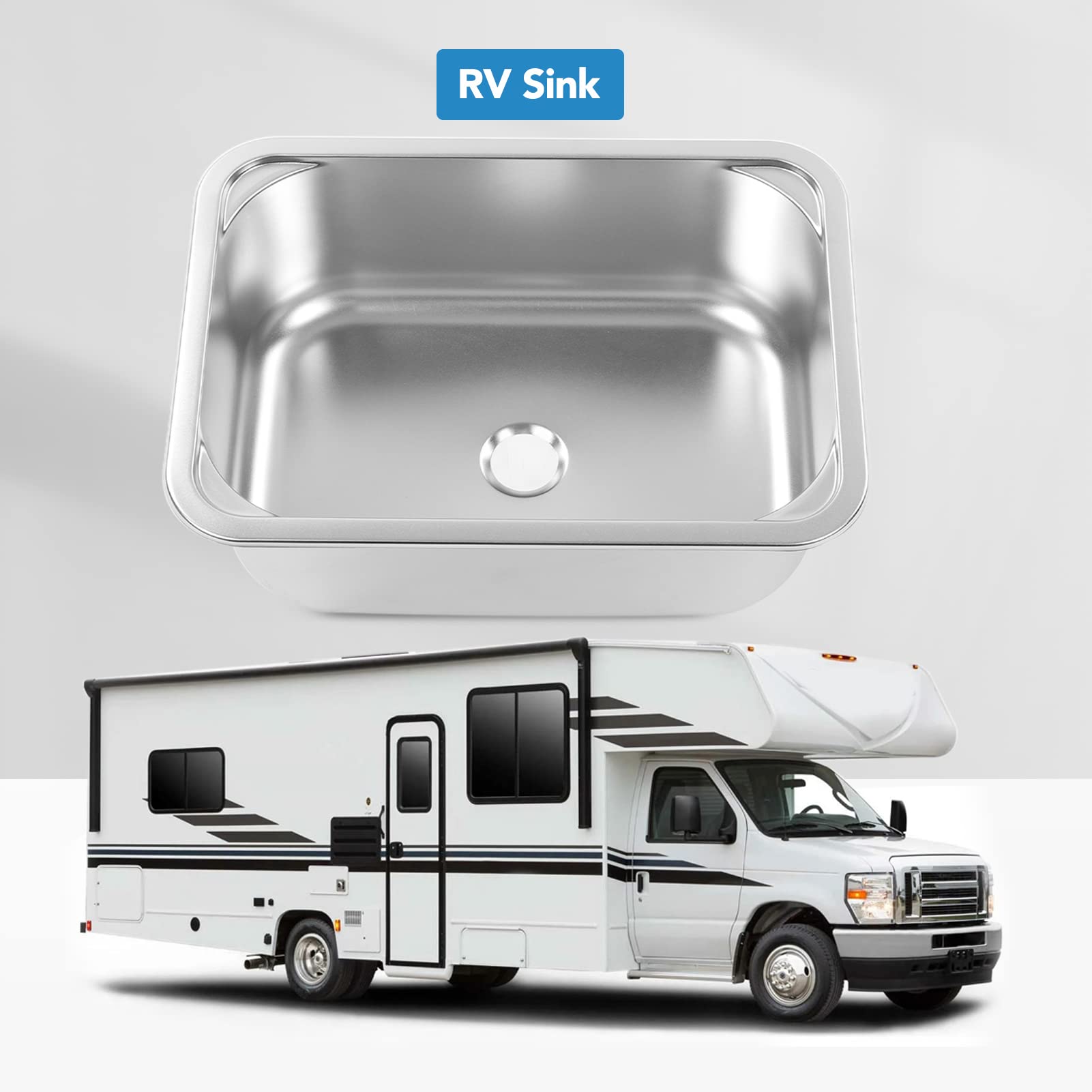 304 Stainless Steel Workstation Drop-In Sink - 345x245x136mm Single Bowl Small Hand Wash Basin with 40mm Drain for Kitchen, RV, Camper Van, Yacht & Boat | Perfect for Bar Prep, Dishwashing & Compact Spaces