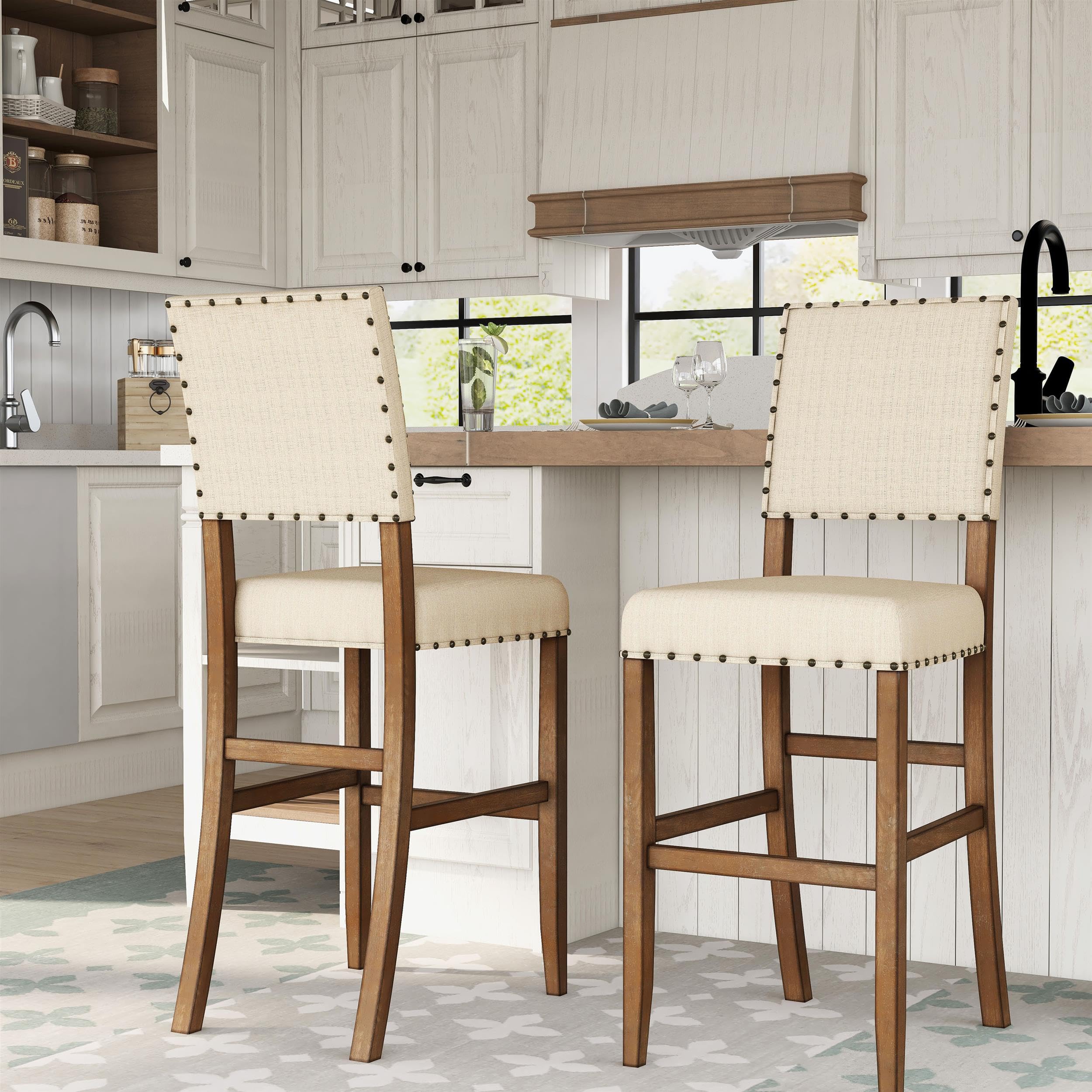 Furniture of America Sinuata Fabric Upholstered Dining Chairs - Natural (Set of 2) | Comfortable Modern Kitchen & Dining Room Seating for Home, Restaurant & Office
