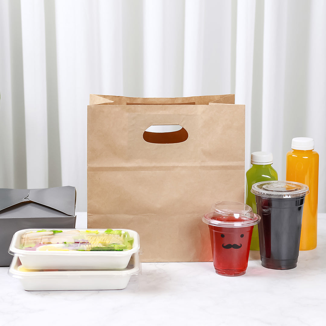 Eco-Friendly Kraft Paper Take Out Bags with Handles - 11