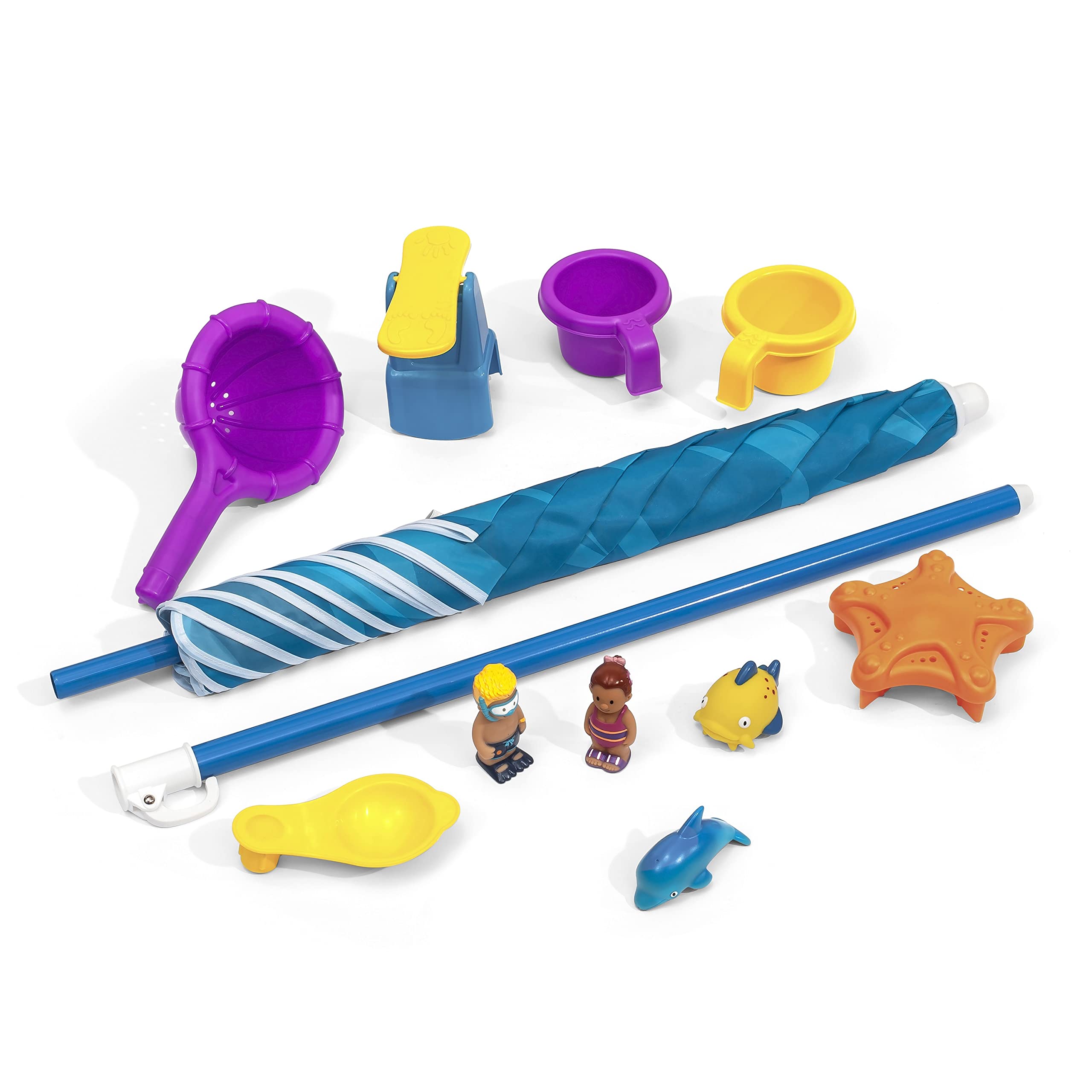 Step2 Spill & Splash Seaway Water Table - Kids Outdoor Water & Sand Sensory Play Set with Umbrella - 11-Piece Summer Activity Toy for Toddlers 1.5+ Years - Perfect for Backyard Fun, Sensory Development & Outdoor Playtime