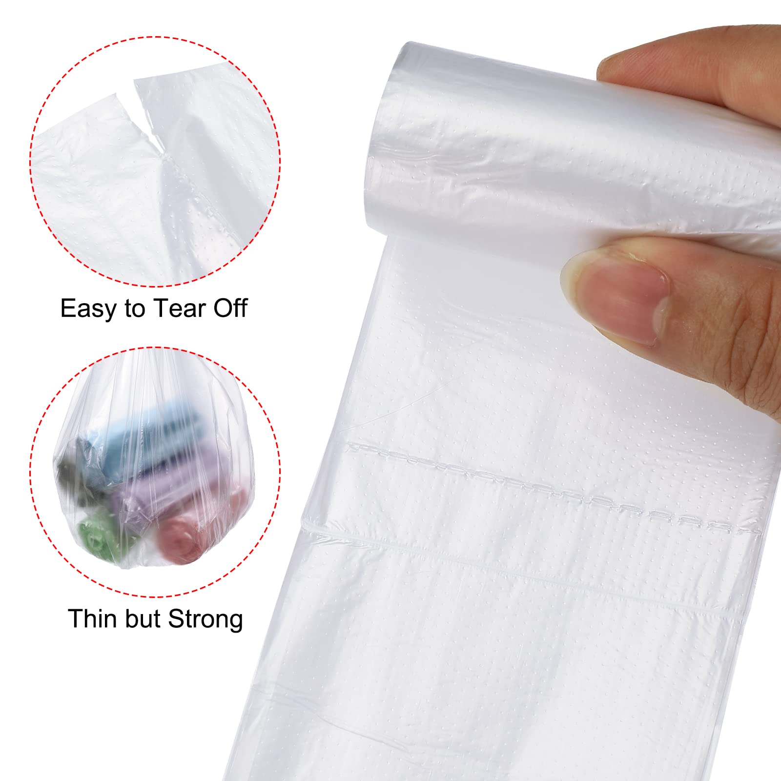 Meccanity 0.5 Gallon Small Trash Bags - White Mini Garbage Bags for Desktop Waste Bins (4 Rolls/120 Counts) - Perfect for Office, Bathroom & Bedroom Waste Disposal