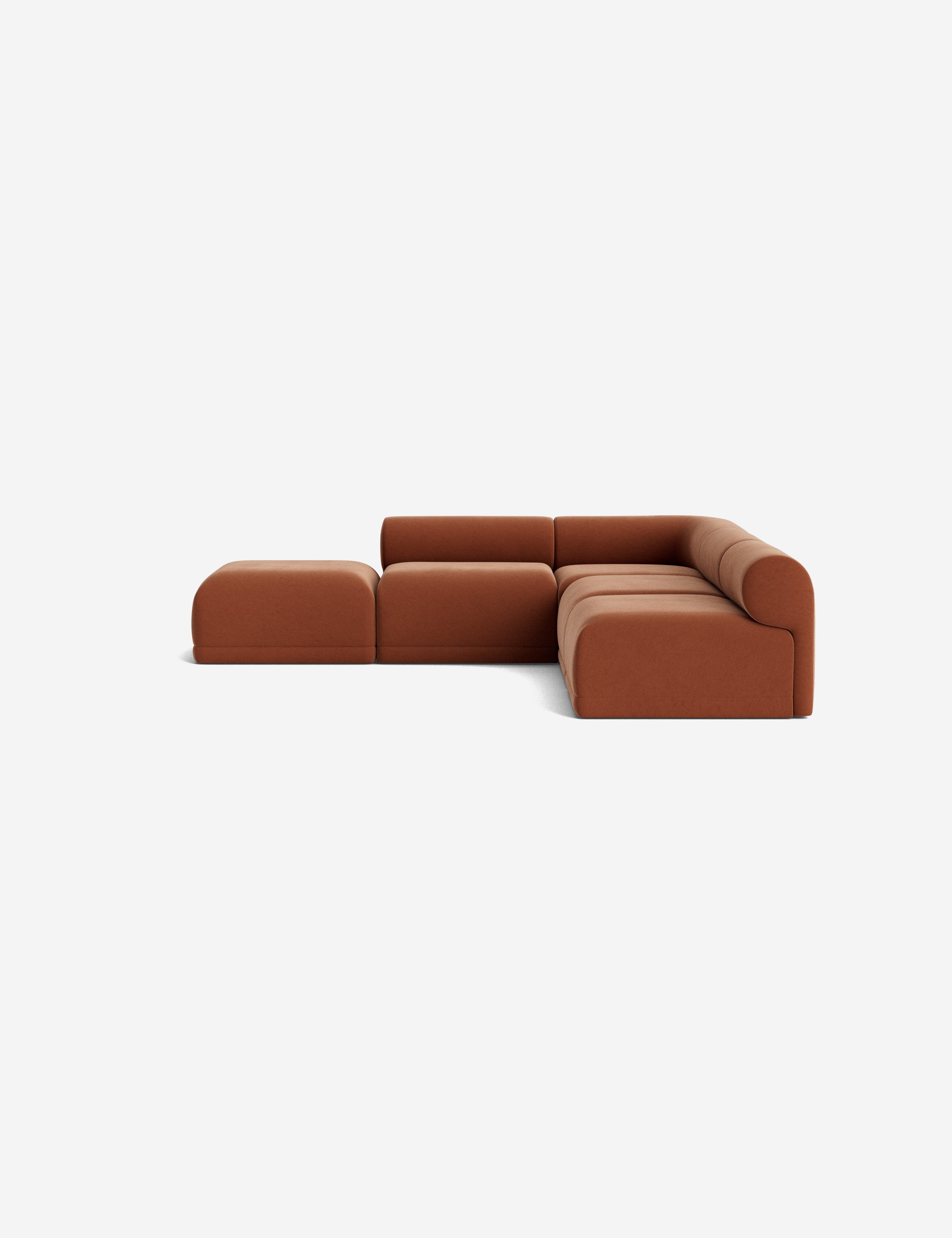 Modern Carson Sectional Sofa with Ottoman - Comfortable L-Shaped Couch & Storage Footrest for Living Room, Family Room & Small Spaces - Soft Fabric Upholstery & Sturdy Wood Frame