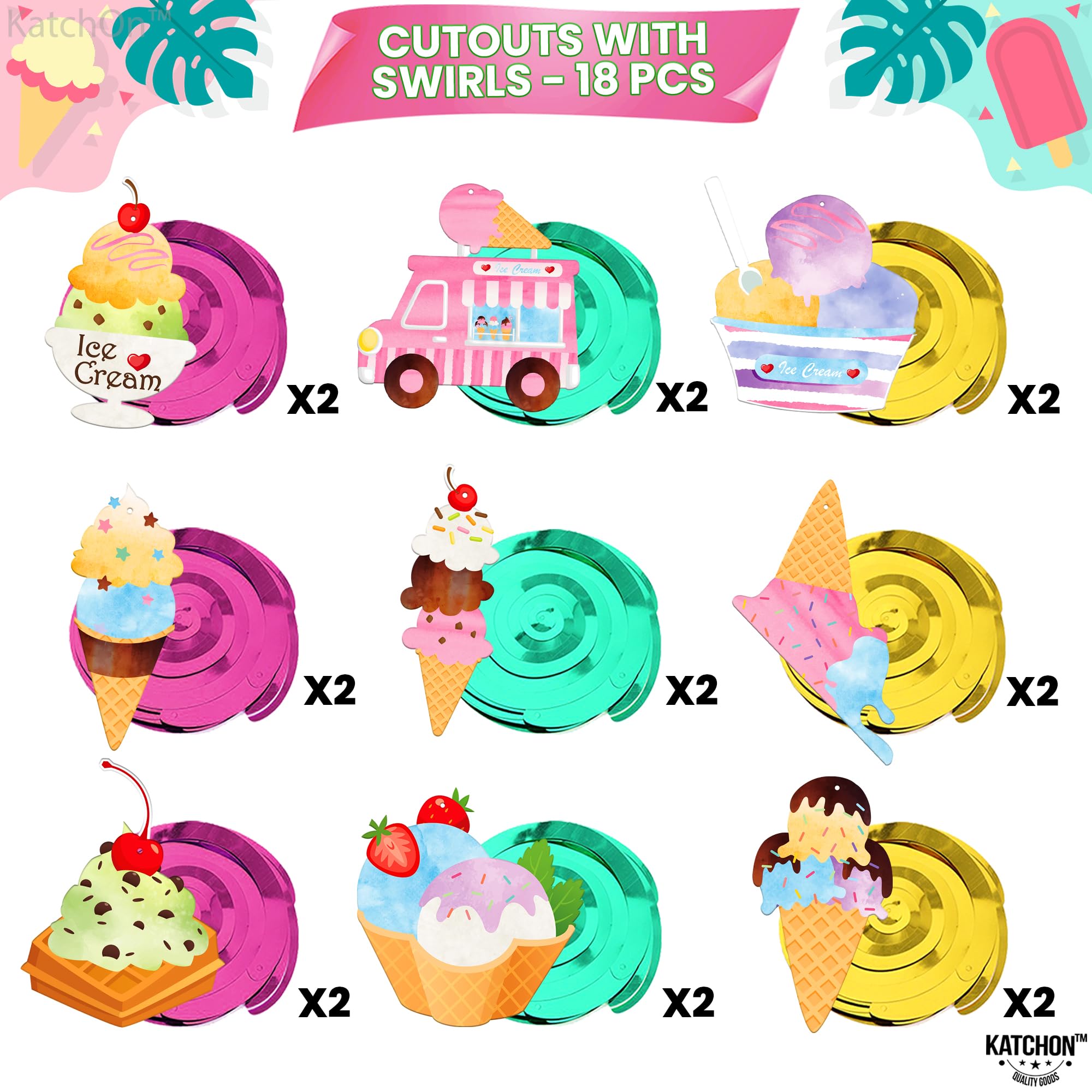 30PCS Ice Cream Hanging Swirls Party Decorations - Ready to Use Hanging Decor for Ice Cream Themed Birthday Parties, Baby Showers & Summer Social Events - Perfect for Dessert Bars & Frozen Treat Celebrations