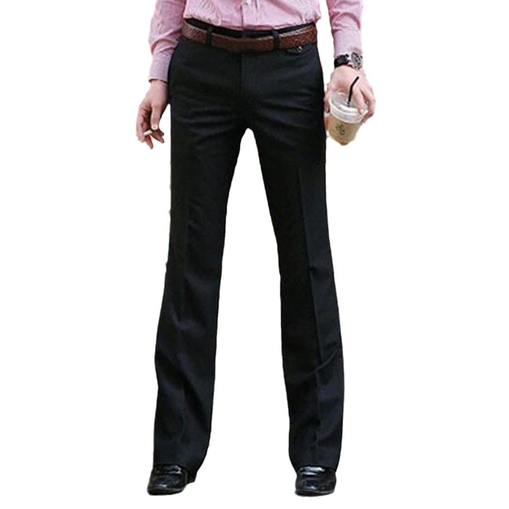 Men's Flared Boot Cut Dress Pants for Business & Casual Wear - White Formal Trousers for Office, Dance & Special Occasions