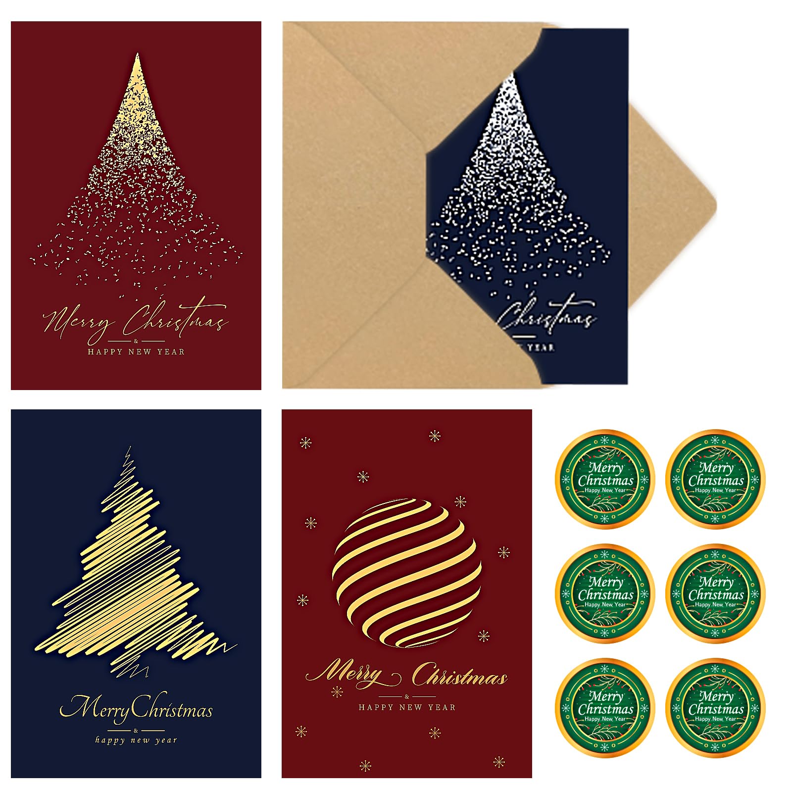 Premium 24-Pack Gold Foil Christmas Cards with Envelopes (5x7 Inch) - Bulk Holiday Greeting Cards for Business, Coworkers & Friends - Perfect for Office Gifts, Client Appreciation & Festive Celebrations