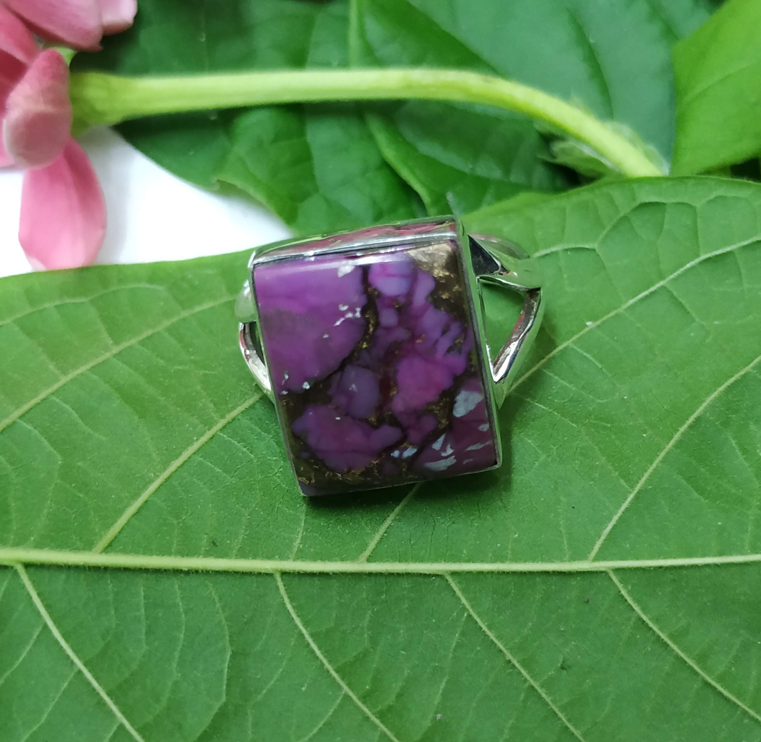 925 Sterling Silver Purple Copper Turquoise Ring - December Birthstone Jewelry, Handmade Boho Gypsy Style Ring for Women    Perfect for Weddings, Bridesmaid Gifts, Promise Rings & Gothic Fashion Accessories
