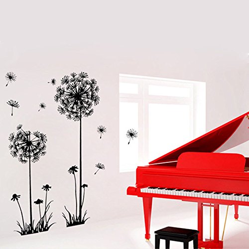 Large Black COOH Tree Decor Wall Decal - Removable Dandelion Flower PVC Wall Sticker for Living Room, Bedroom, Nursery | Home Decor Mural Art | Perfect for Modern Interior Design & Housewarming Gifts