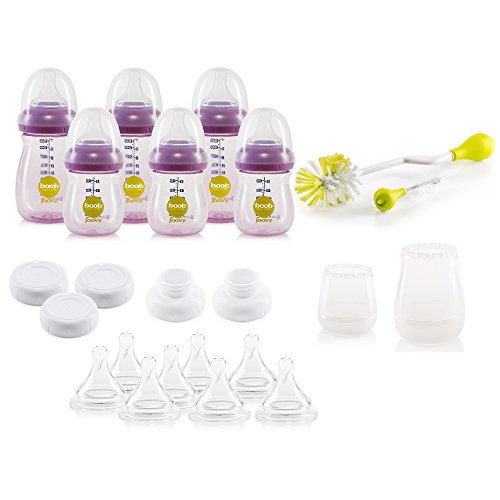 Joovy Boob PP Baby Bottle Gift Set - 23 Piece Purple Feeding Essentials for Newborns & Infants | Perfect for Daycare, Travel & On-the-Go Parents