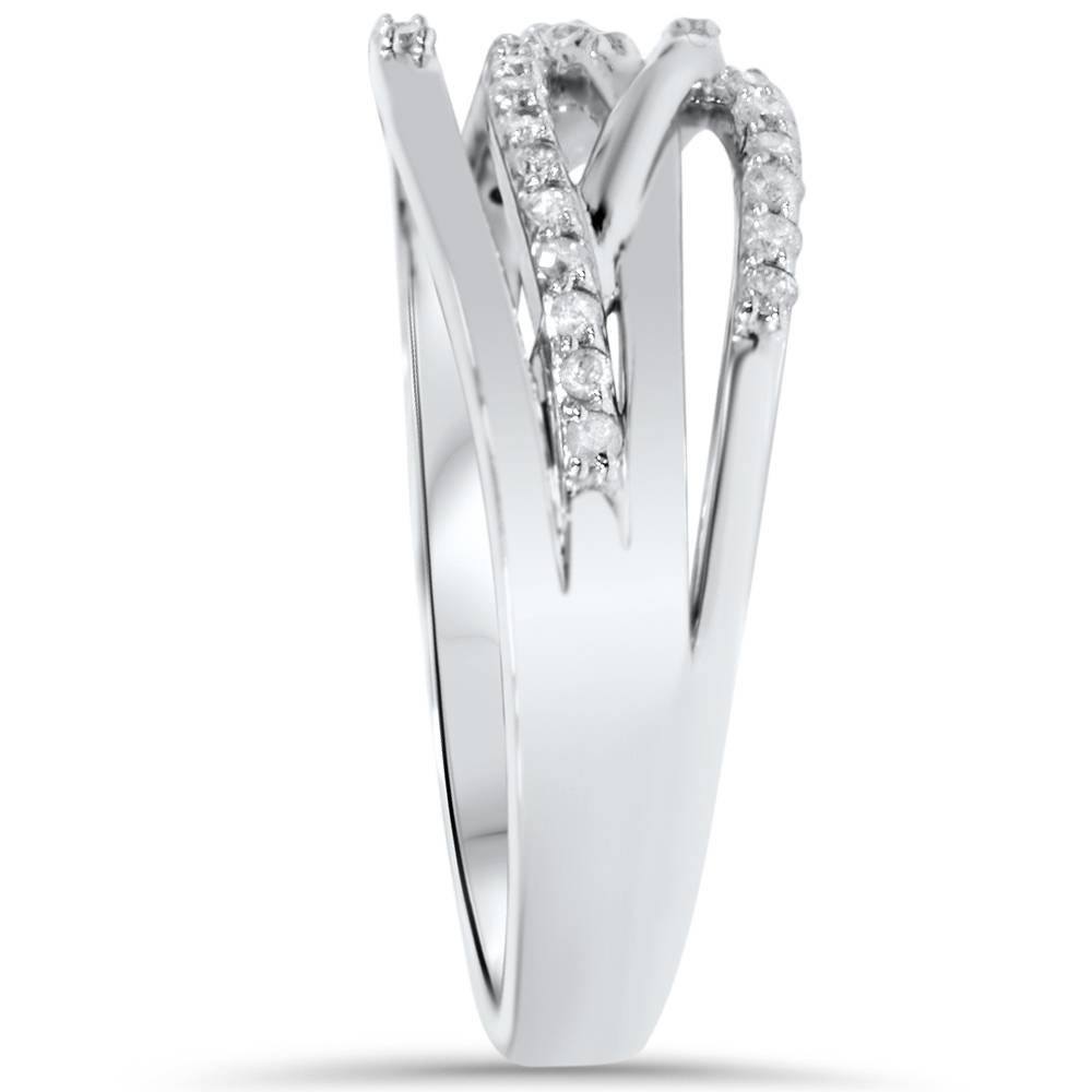 1/5 Carat Diamond Crossover Ring - 10K White Gold Engagement Ring for Women, Perfect for Anniversary, Wedding & Valentine's Day Gifts