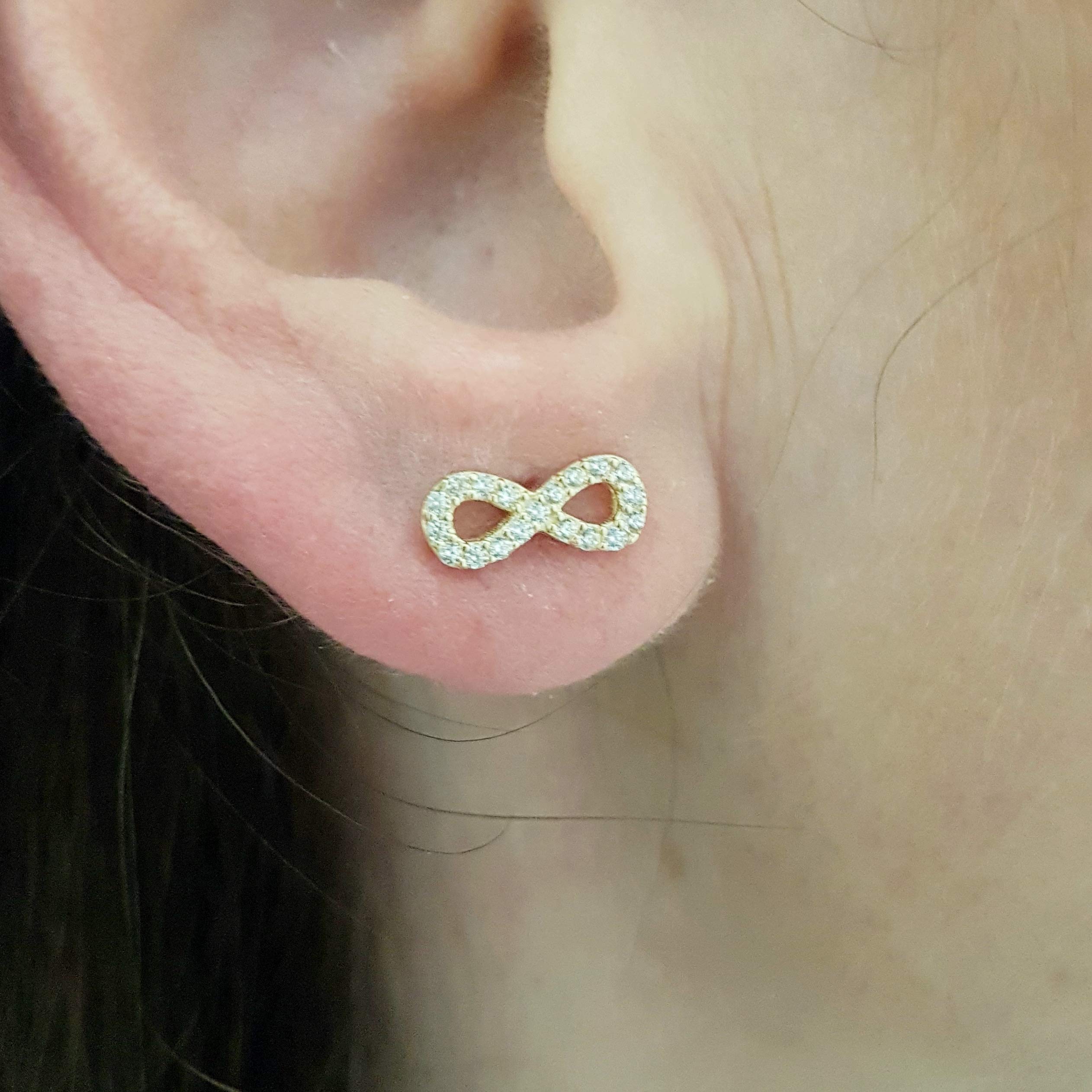 14K Solid Gold Infinity Stud Earrings for Women - Dainty Minimalist Hoop Earrings | Perfect Birthday, Anniversary & Valentine's Day Gift for Her | Everyday Wear, Date Night & Special Occasions
