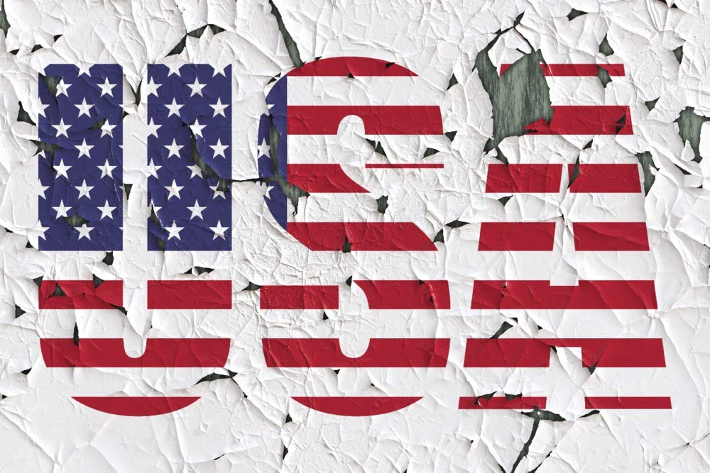 Lantern Press American Flag USA Typography Wall Art Poster - 12x18 Inches Patriotic Home Decor for Living Room, Bedroom & Office