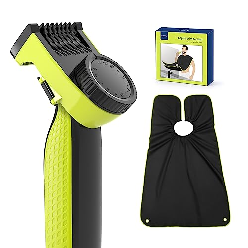 14 Length Adjustable Beard Trimmer Guards & Bib Apron for One-Blade QP2520 QP2630 QP2834 QP2724 - Precision Guide Comb 0.4-10mm - Perfect Grooming Gift for Men, Boyfriend & Husband - Ideal for Home Barbering & Travel