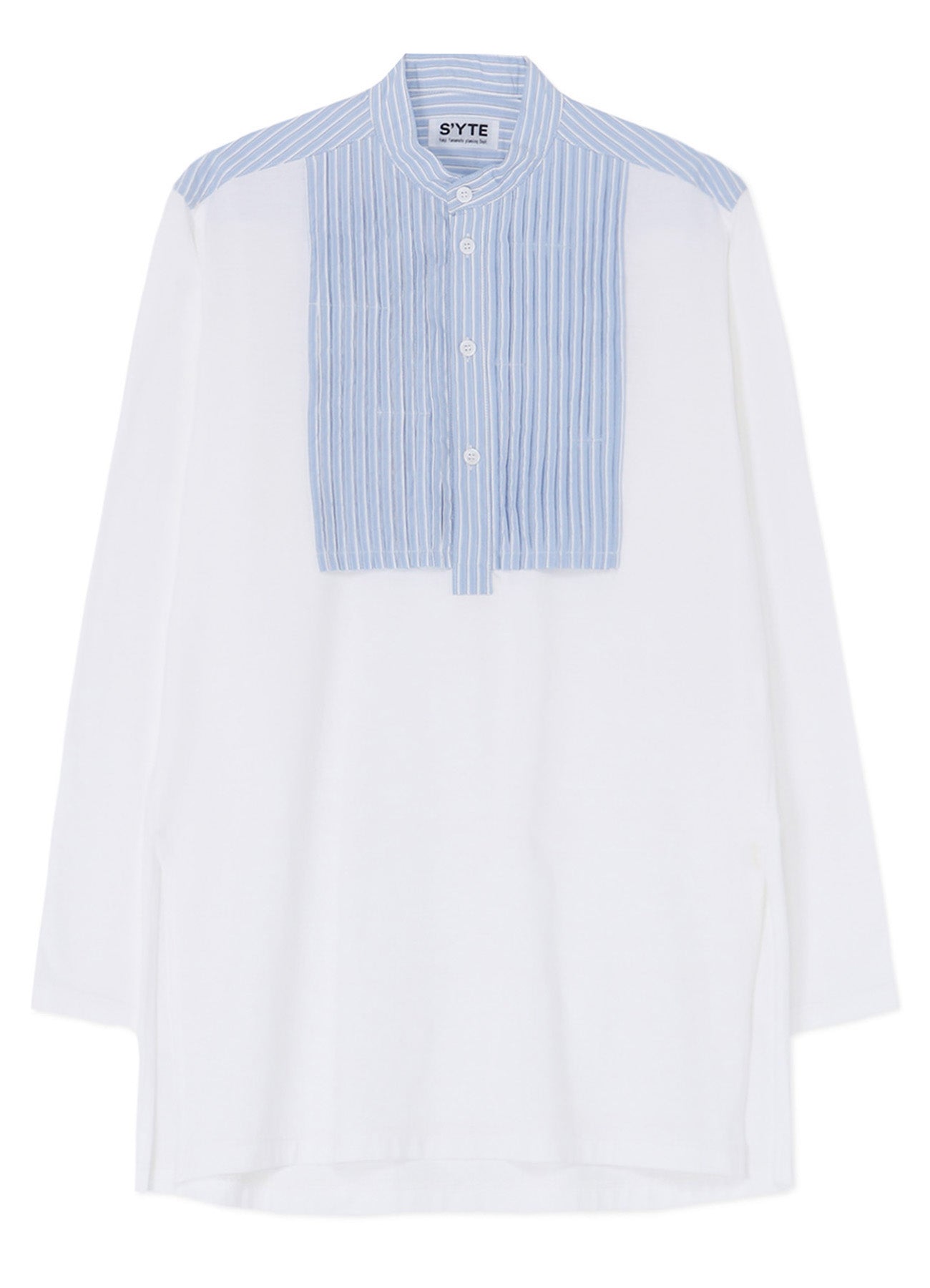 40/2 Cotton Jersey Striped Fabric Chest Pin Tucked Shirt - Casual Office Wear & Spring Layering Essential