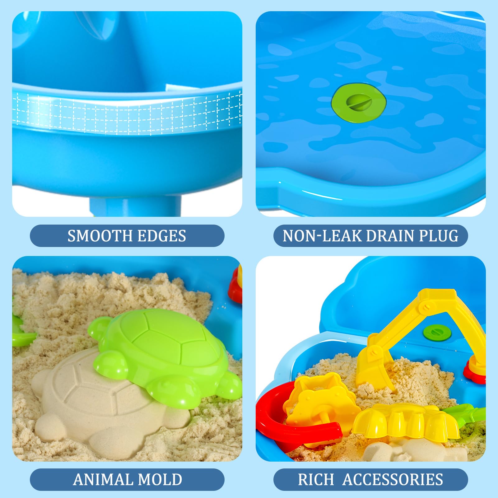 Lucky Doug 4-in-1 Kids Sand and Water Play Table - Outdoor Toddler Activity Center with Beach Toys for Boys & Girls - Perfect for Backyard, Park, and Beach Playtime