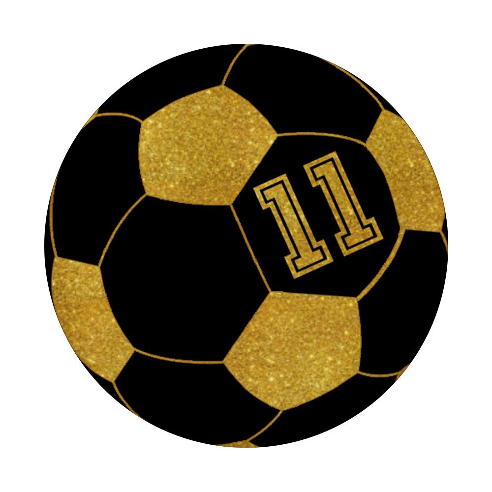 Golden Soccer Ball Player #11 Jersey No 11 Football Gift PopSockets PopGrip: Swappable Grip for Phones & Tablets - Perfect for Fans, Sports Enthusiasts, and Everyday Use