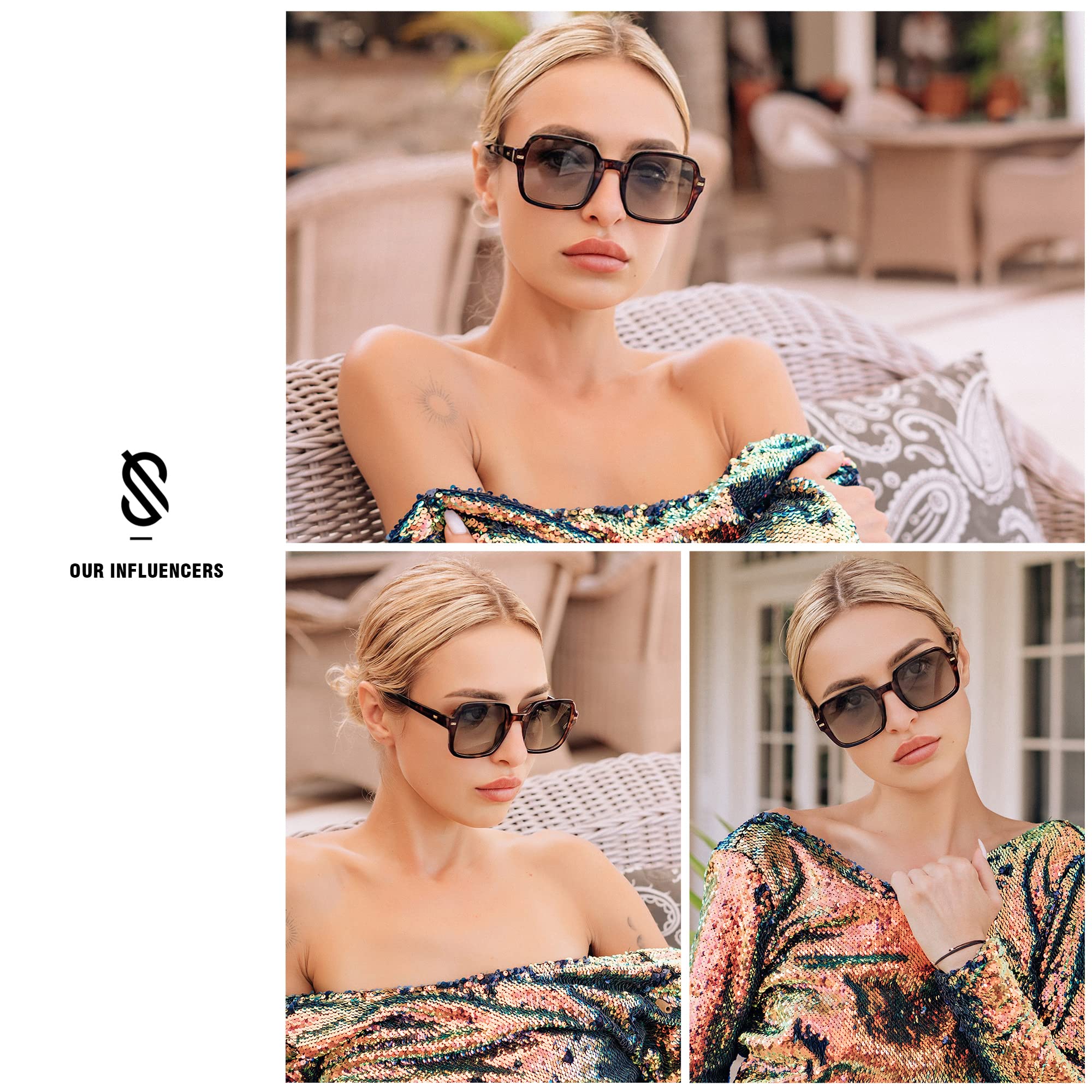 SOJOS Retro Square Polarized Sunglasses for Women & Men - Classic Trendy UV Protection Sun Glasses SJ2226 - Perfect for Driving, Beach & Outdoor Activities