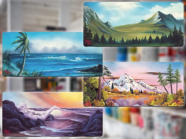 Bob Ross Stormy Seas Large Ergonomic Desk Mat - Non-Slip Gaming Mouse Pad for Computer, Wireless Mouse & Keyboard | Perfect for Office Work, Gaming & Home Office Setup