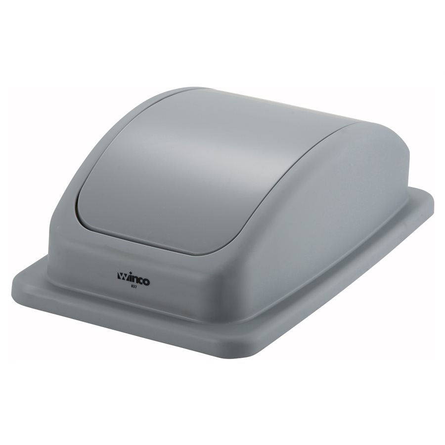 Winco 23 Gallon Slender Trash Can Swing Lid - Durable Grey Trash Can Cover for Kitchen, Bathroom & Office Waste Bins