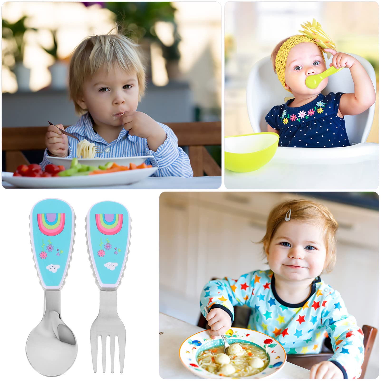 Hemoton 1 Set Baby Feeding Spoon and Fork - BPA-Free Infant Training Utensils for Self-Eating | Lightweight Toddler Spoon Set for Beginners | Perfect for Baby-Led Weaning, First Foods & Mealtime Learning