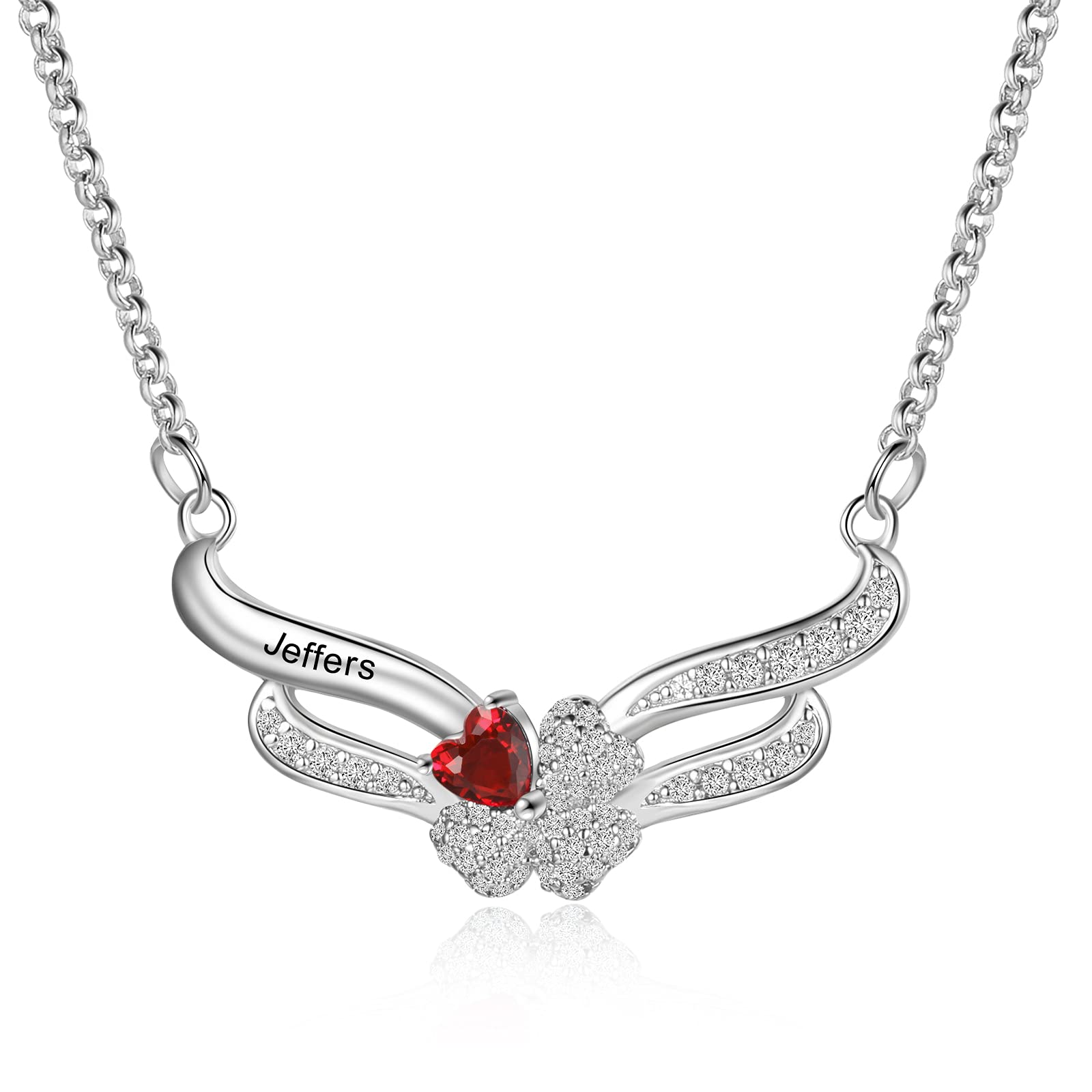 Personalized Sterling Silver Name Necklace for Women - Custom Birthstone Necklace Gift for Mom, Grandma, Wife - Elegant Jewelry for Mother's Day, Birthday & Anniversary - Perfect for Everyday Wear & Special Occasions