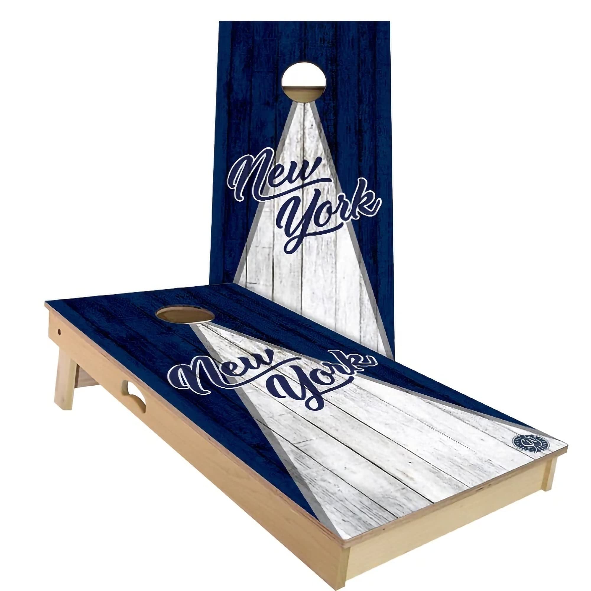 New York Triangle Themed Cornhole Board Set with 2 Boards & 8 Bags - Custom Size & Accessories - Perfect for Backyard Parties, Tailgating, and Outdoor Games