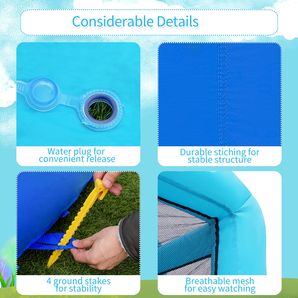 HONEY JOY Inflatable Water Slide - Hippo Theme Blow Up Bounce House with Climbing Wall for Backyard, Outdoor & Indoor Use - Kids and Adults Water Park Play Equipment (Blower Not Included) - Perfect for Summer Parties, Family Gatherings and Backyard Fun