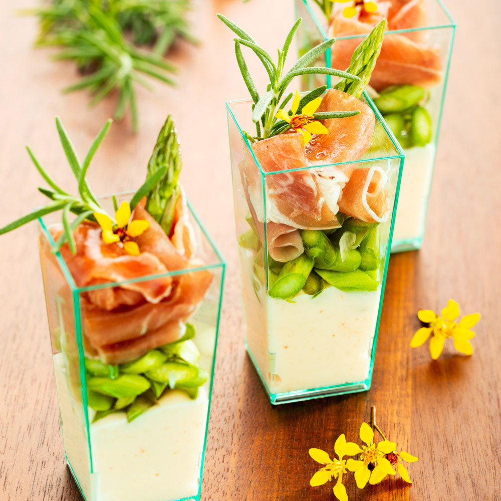 4 oz Square Seagreen Plastic Tall Geometric Cups - 1.5