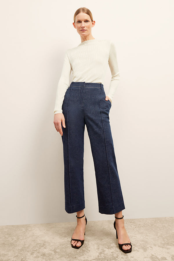 Christy Pant Stretch Denim Suiting - Dark Wash Jeans for Women | Comfortable Office Wear & Casual Outfits