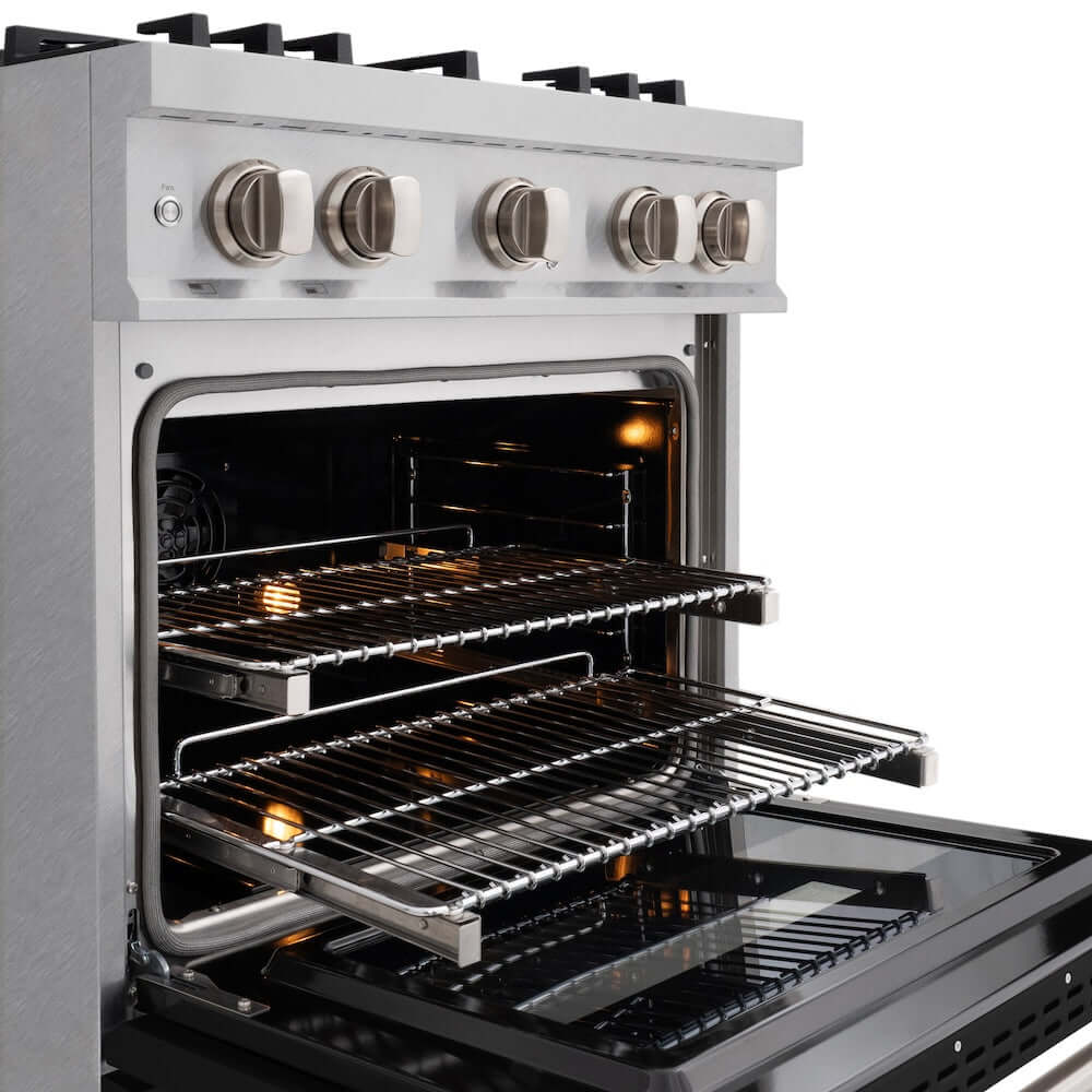 ZLINE 30-Inch 4.2 cu. ft. Dual Fuel Range - 4 Burner Gas Cooktop & Electric Convection Oven - Satin Stainless Steel with Black Matte Door (CDRS BLM 30) - Perfect for Modern Kitchens & Professional Cooking