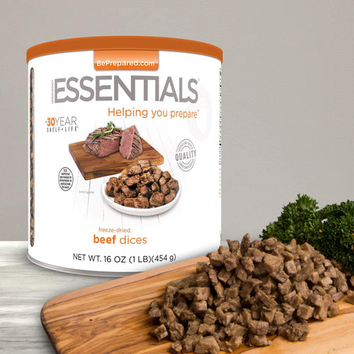 Premium Freeze Dried Beef Dices - Cooked, High Protein, Gluten Free | Perfect for Camping, Hiking, Emergency Food & Survival Kits