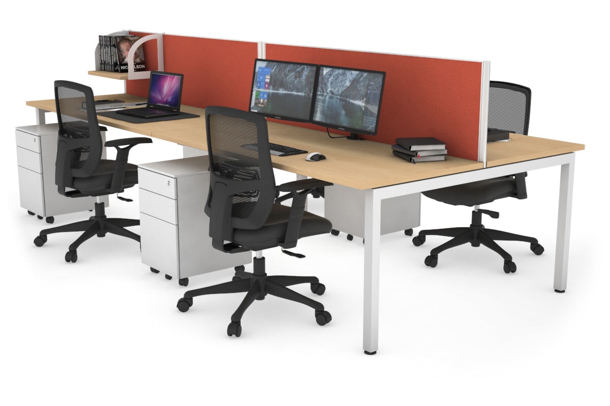 Quadro Square Legs 4-Person Office Workstation Desk - 1800mm x 700mm (71