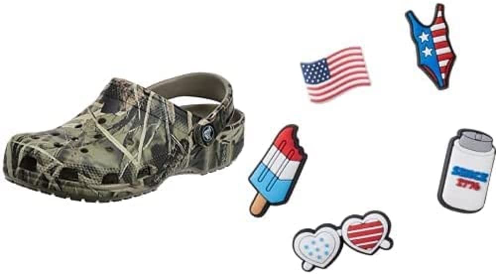 Crocs Classic Americana Clogs | Comfortable American Flag Shoes for Men & Women | Perfect for Casual Wear, Beach, and Outdoor Activities
