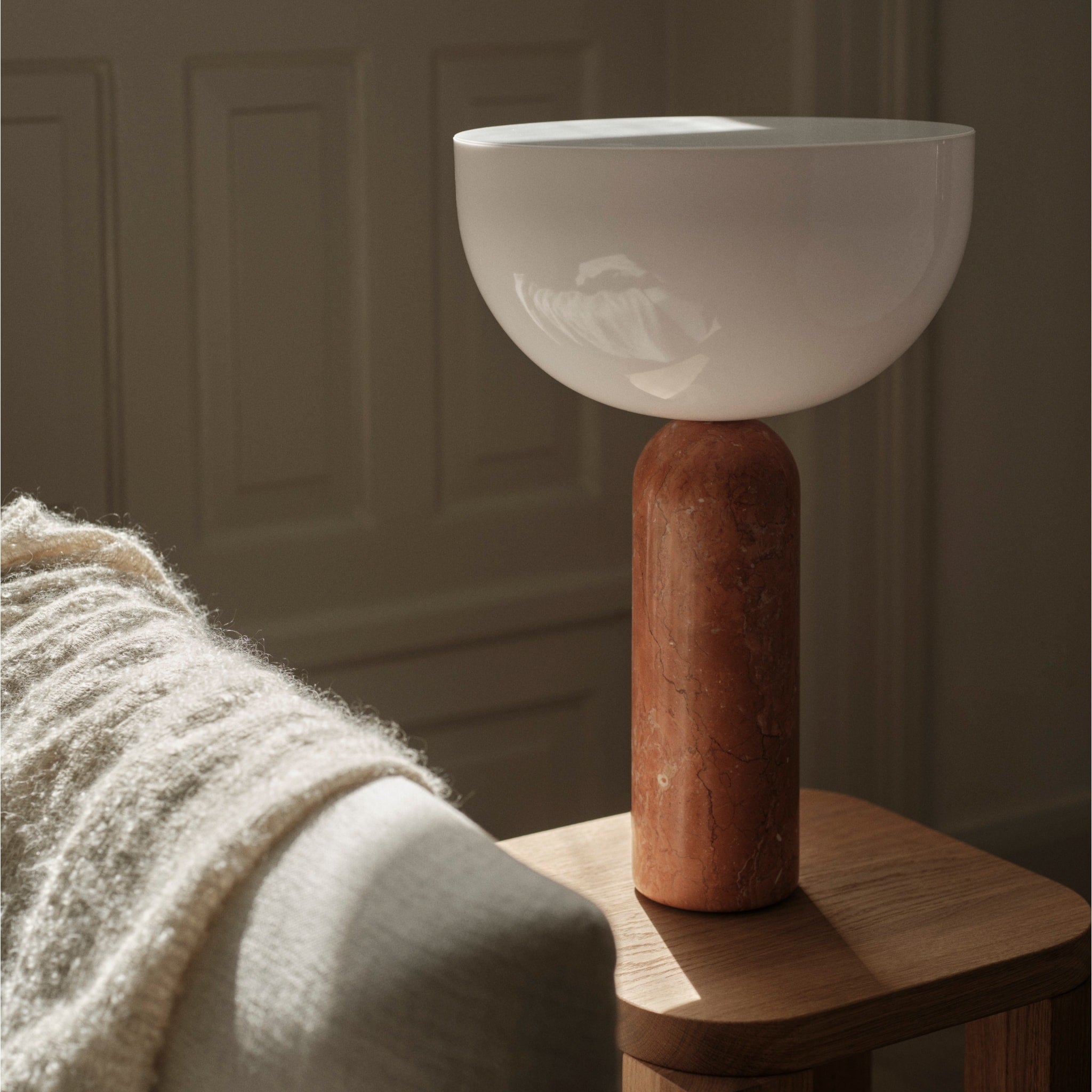 NEW WORKS Kizu Table Lamp - Breccia Pernice Marble Finish, Large Modern Desk Light for Living Room, Bedroom & Office Decor