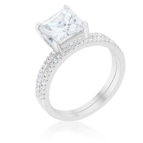 1.5 Carat Princess Cut Solitaire Engagement Ring & Wedding Band Set for Women - Perfect for Proposals, Anniversaries, and Bridal Jewelry