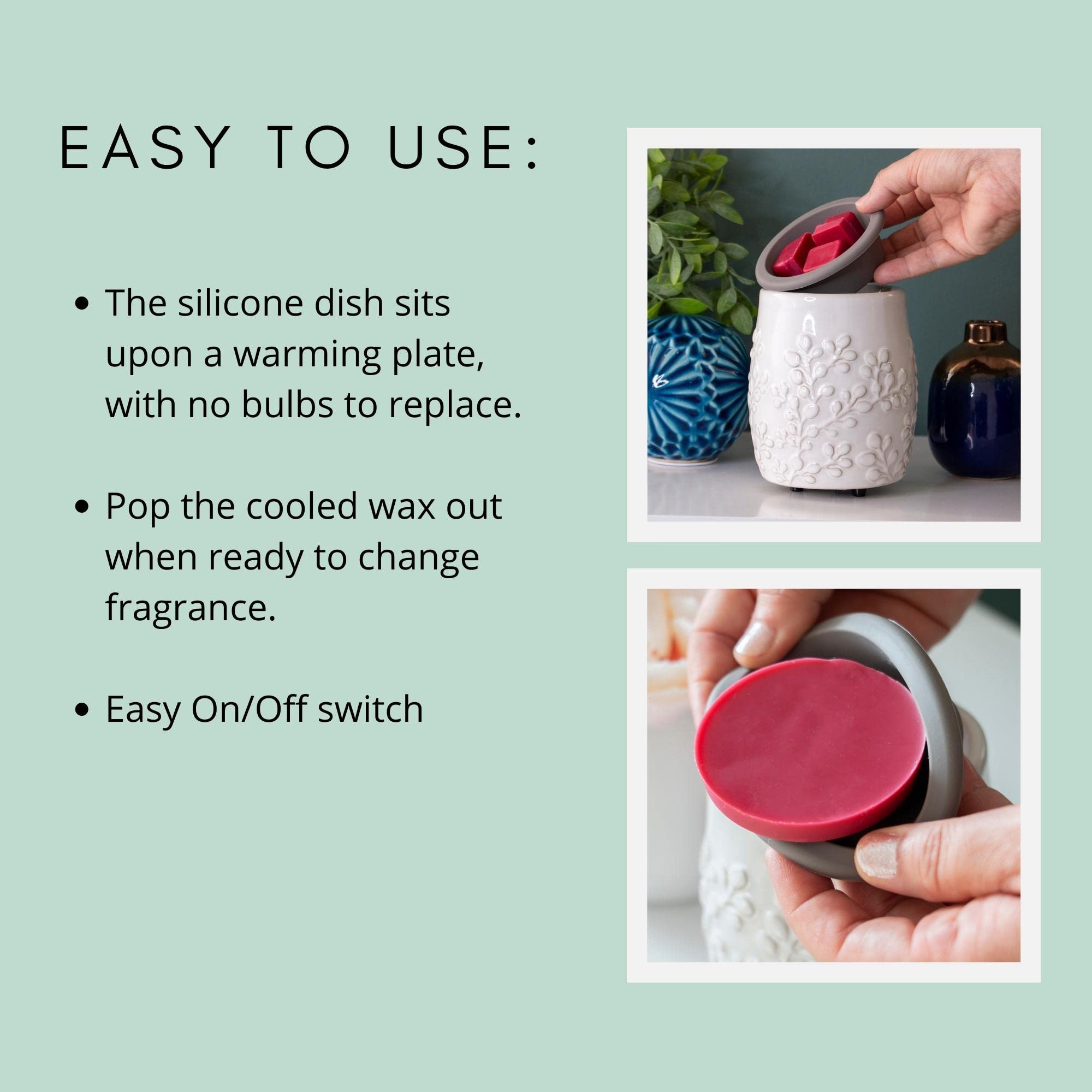 Ceramic Wax Melt Warmer with Silicone Dish - Gray Hobnail Dot Design for Scented Wax Melts, Cubes & Tarts | Perfect for Home Aromatherapy, Relaxation & Gift Giving