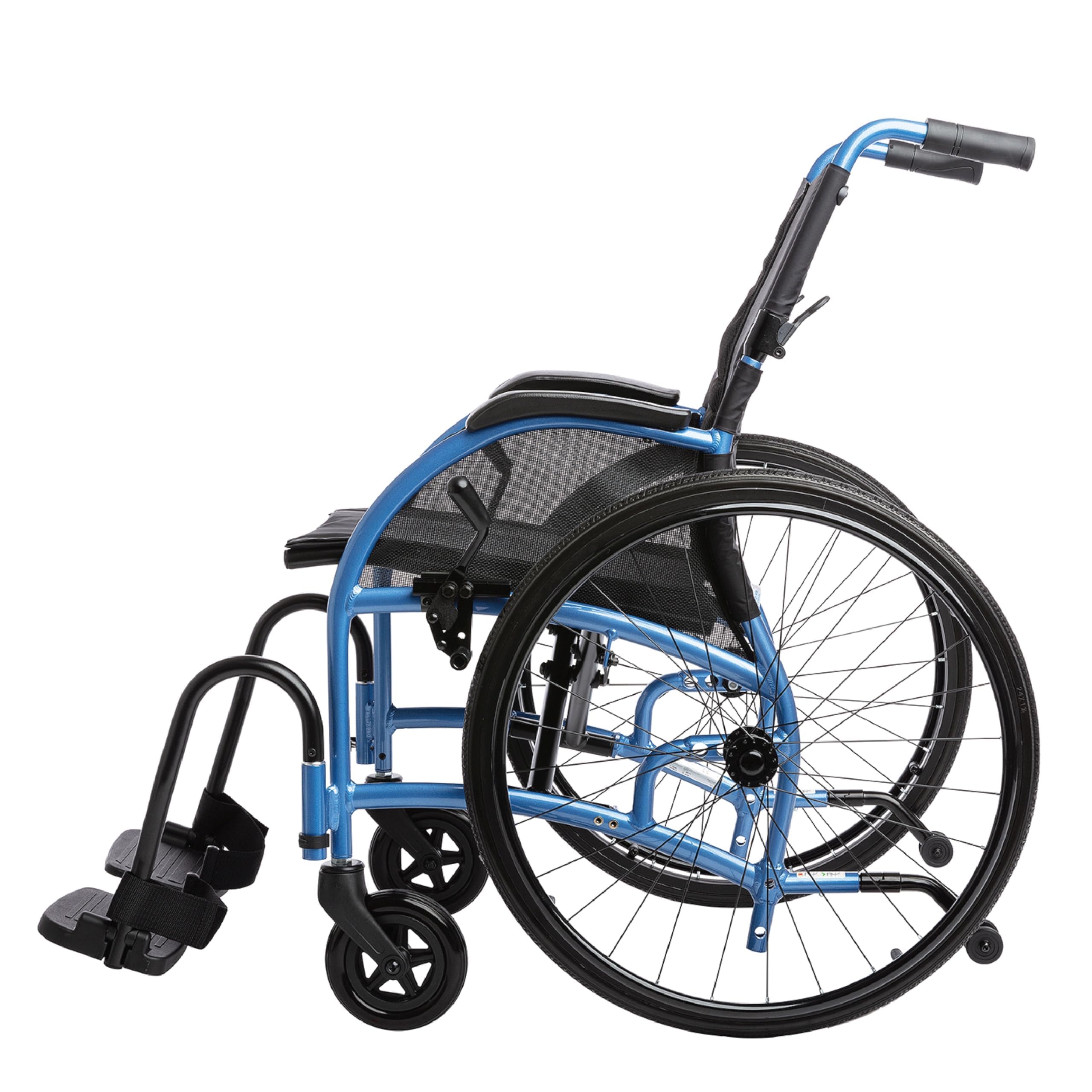 Lightweight Folding Wheelchair for Adults & Seniors - 300 lbs Weight Capacity - Adjustable Lumbar Support Transport Chair with 20