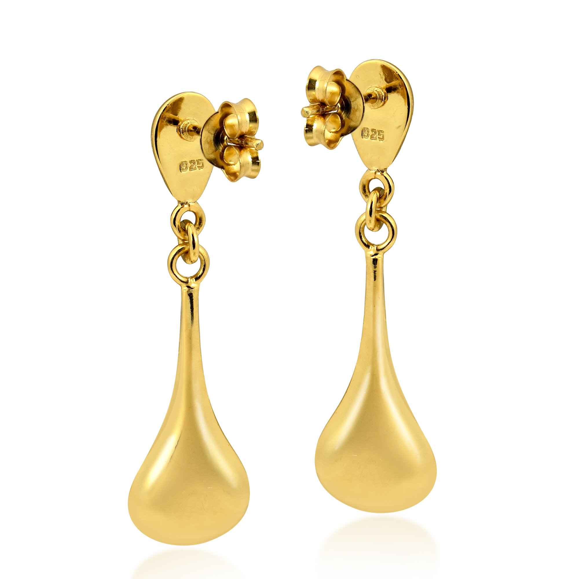 AeraVida Elegant Teardrop Gold Plated Sterling Silver Dangle Earrings for Women | Hypoallergenic & Tarnish-Resistant | Perfect for Parties, Weddings & Everyday Wear