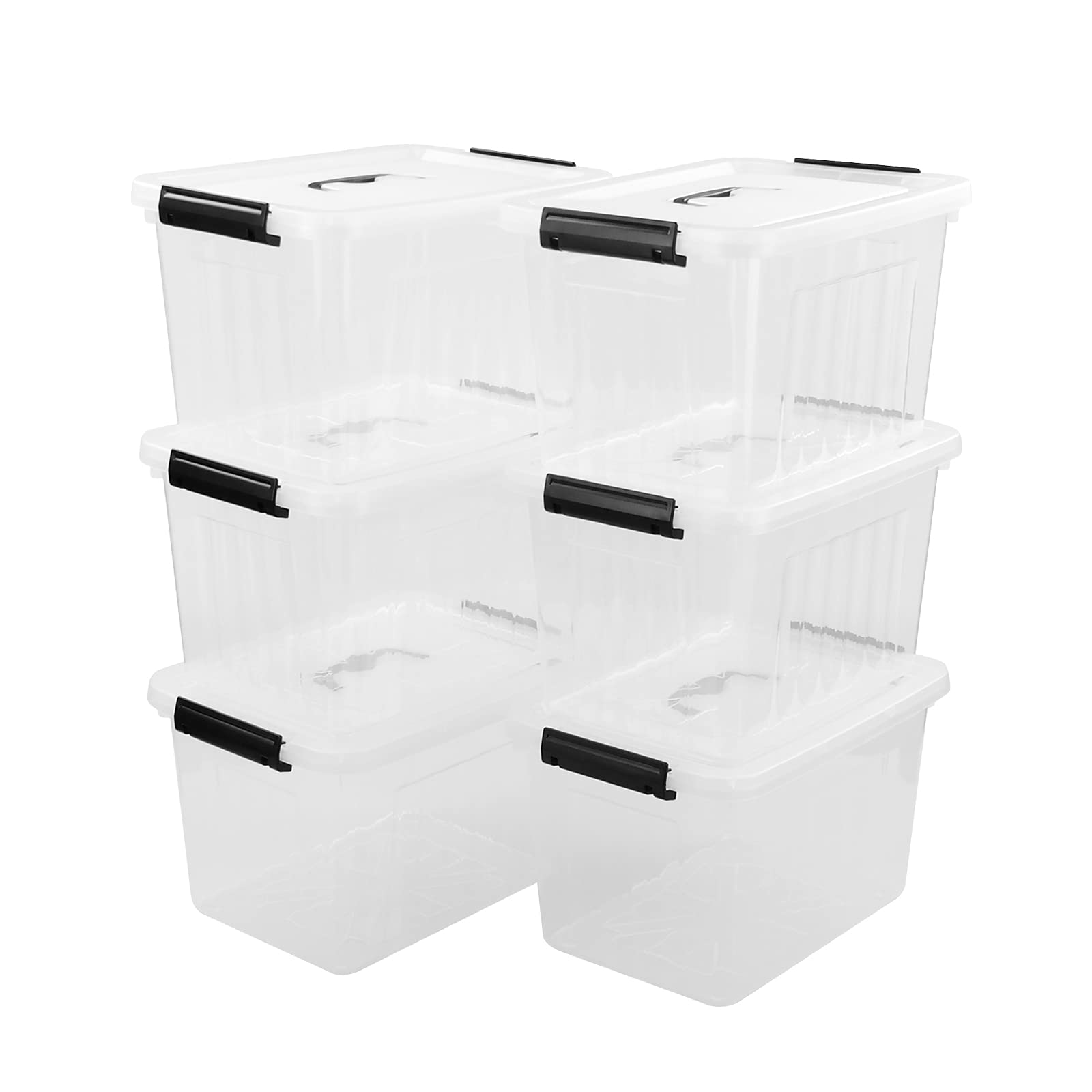 Qskely 6-Pack 10L Clear Plastic Storage Box with Latch & Handle - Organize Toys, Clothes, Office Supplies & Home Decor - Perfect for Closet, Garage, Kids Room & Travel Storage