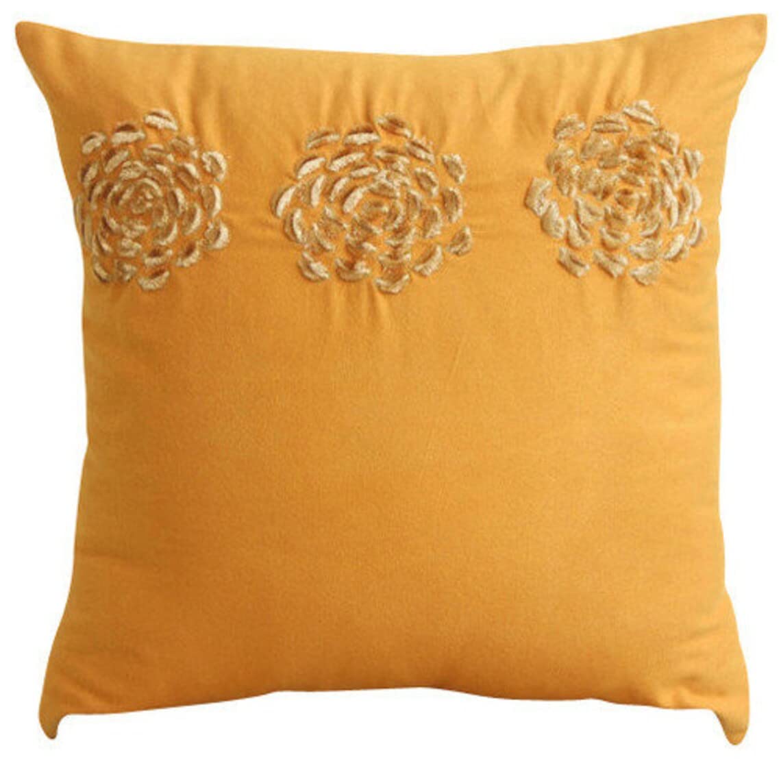 Premium Suede Zippered Cushion Covers 16x16 Inch (40x40 cm) - Decorative Gold Floral Rose Pillow Cases for Sofa & Couch - Modern Luxury Home Decor for Living Room, Bedroom & Office