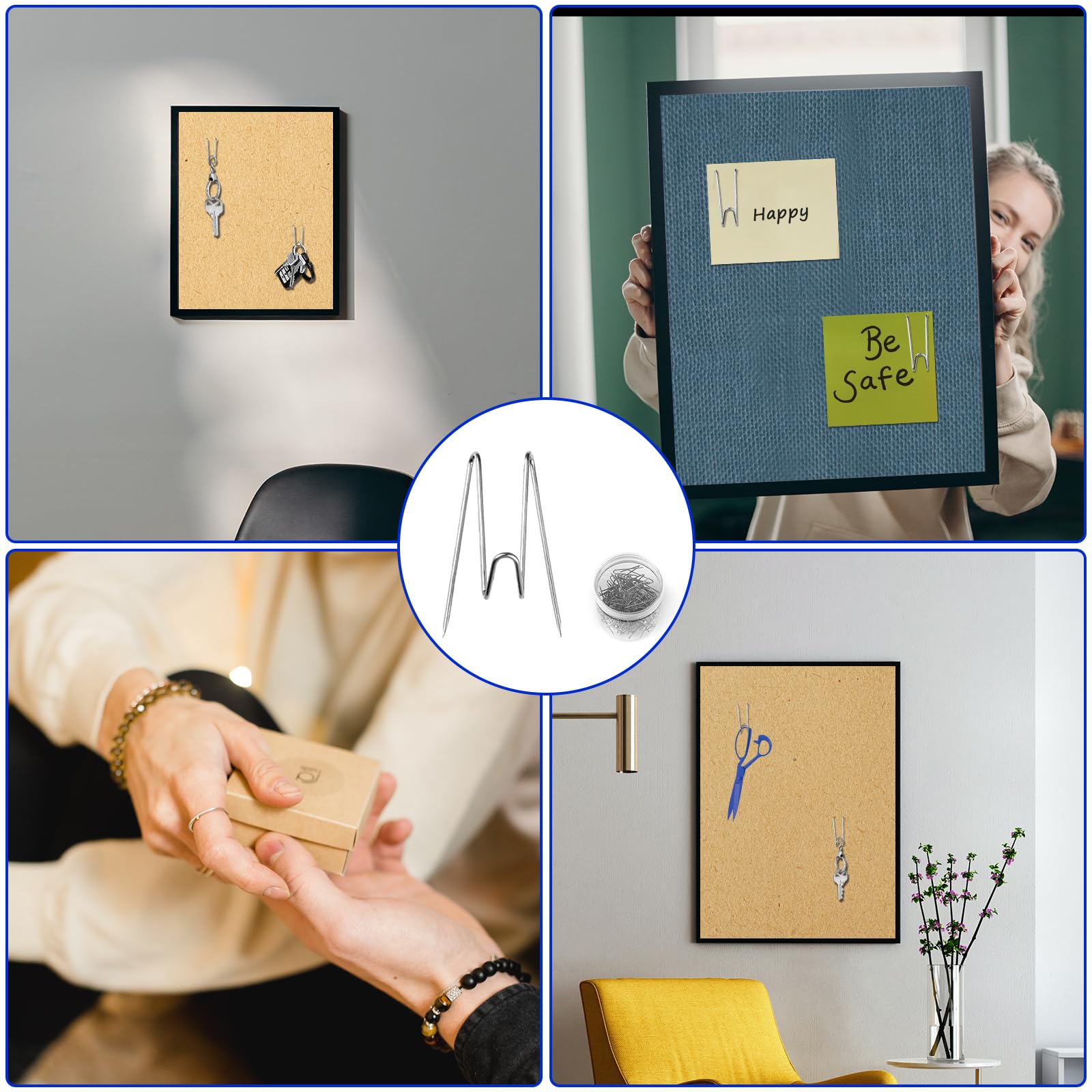 LUTER 60-Pack Fabric Panel Wall Hooks - Heavy Duty Cubicle Hooks for Fabric Walls with Clear Storage Box - Perfect for School, Office & Home Organization - Ideal for Hanging Coats, Bags & Accessories
