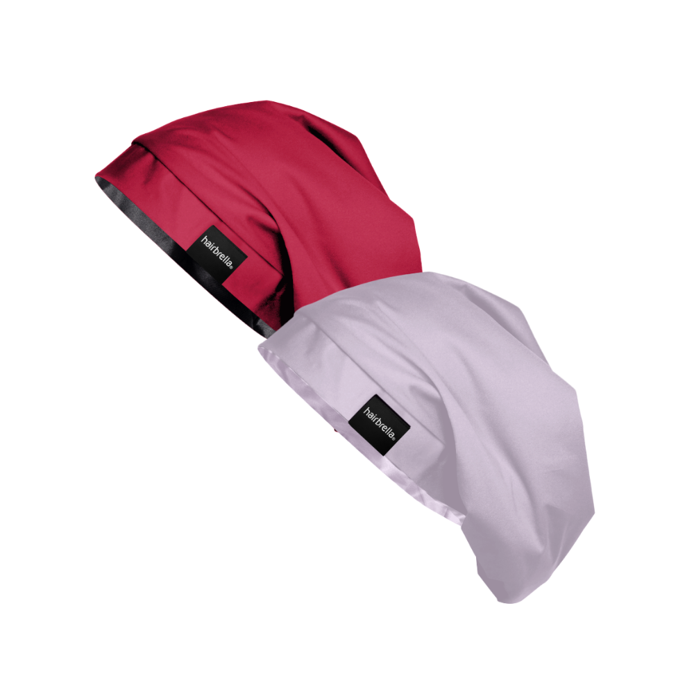 Hairbrella Satin Lined Sleep Cap for Curly & Natural Hair - 2 Pack Bundle | Soft & Breathable Night Cap for Hair Protection & Moisture Retention | Perfect for Bedtime, Travel & Salon Visits