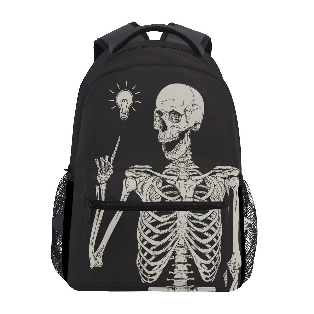ZZKKO Geometric Marble Art Backpack - Stylish Black & White College Book Bag, Laptop Backpack for School, Work, Camping & Hiking | Durable Travel Daypack with Funny Skull Design | Perfect for Students, Professionals & Outdoor Adventures