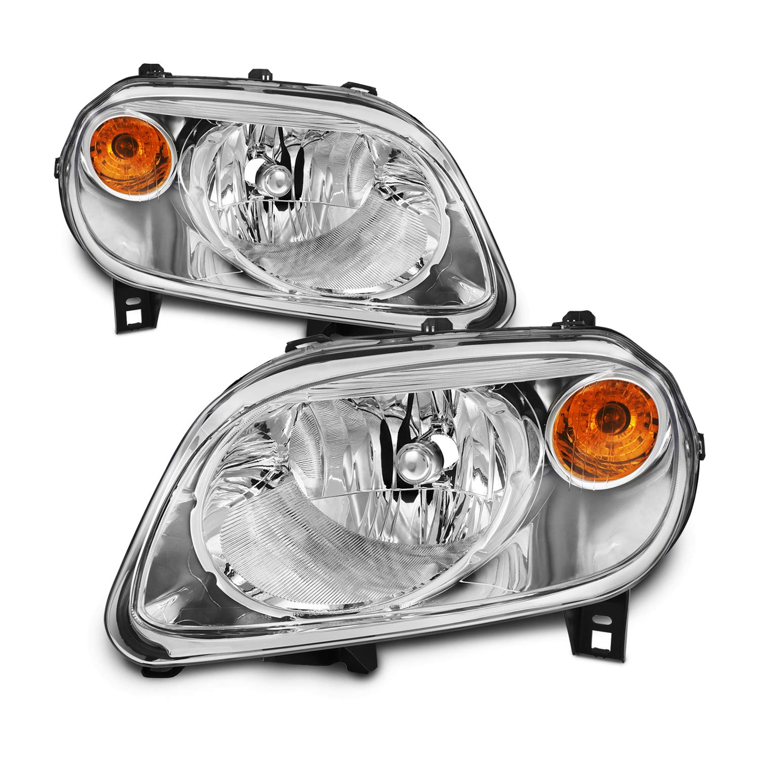 AKKON Amber Chrome Bezel Headlights for Chevy HHR - OE Replacement Headlamp Assembly Pair (Driver & Passenger Side) - Perfect for Night Driving & Enhanced Visibility