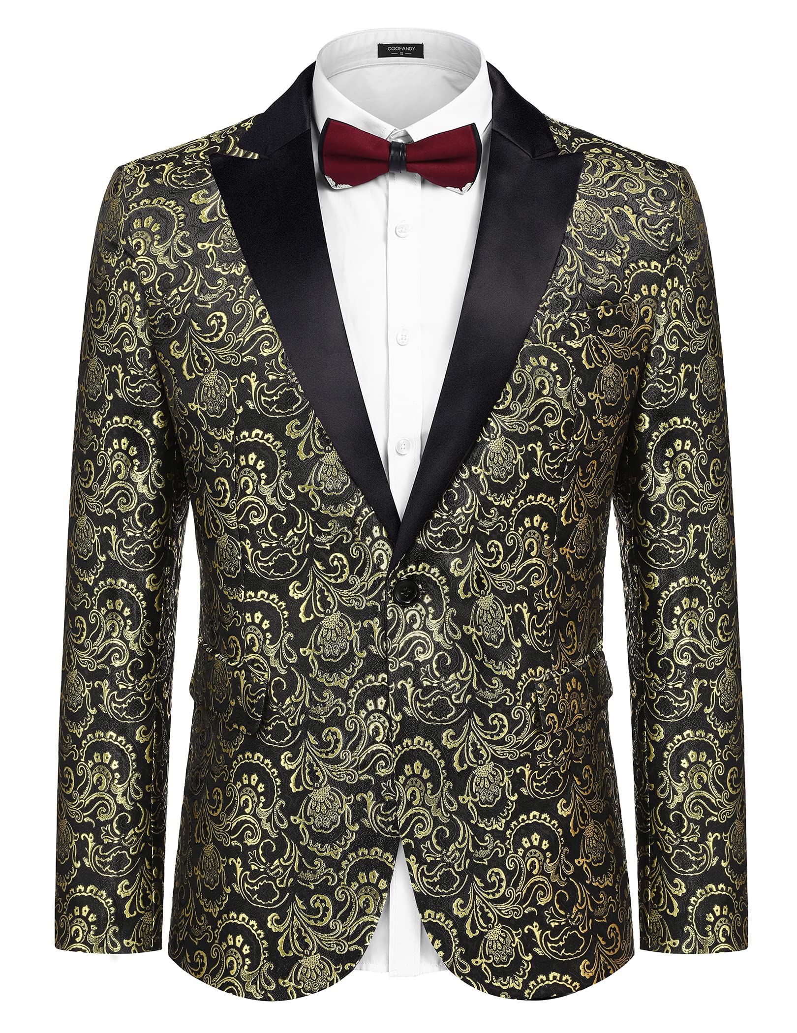 COOFANDY Men's Flannel Tuxedo Jacket - Stylish Paisley Print Suit Blazer for Wedding, Prom, Dinner Party & Formal Events | Slim Fit Dress Coat for Groom, Evening Wear & Special Occasions