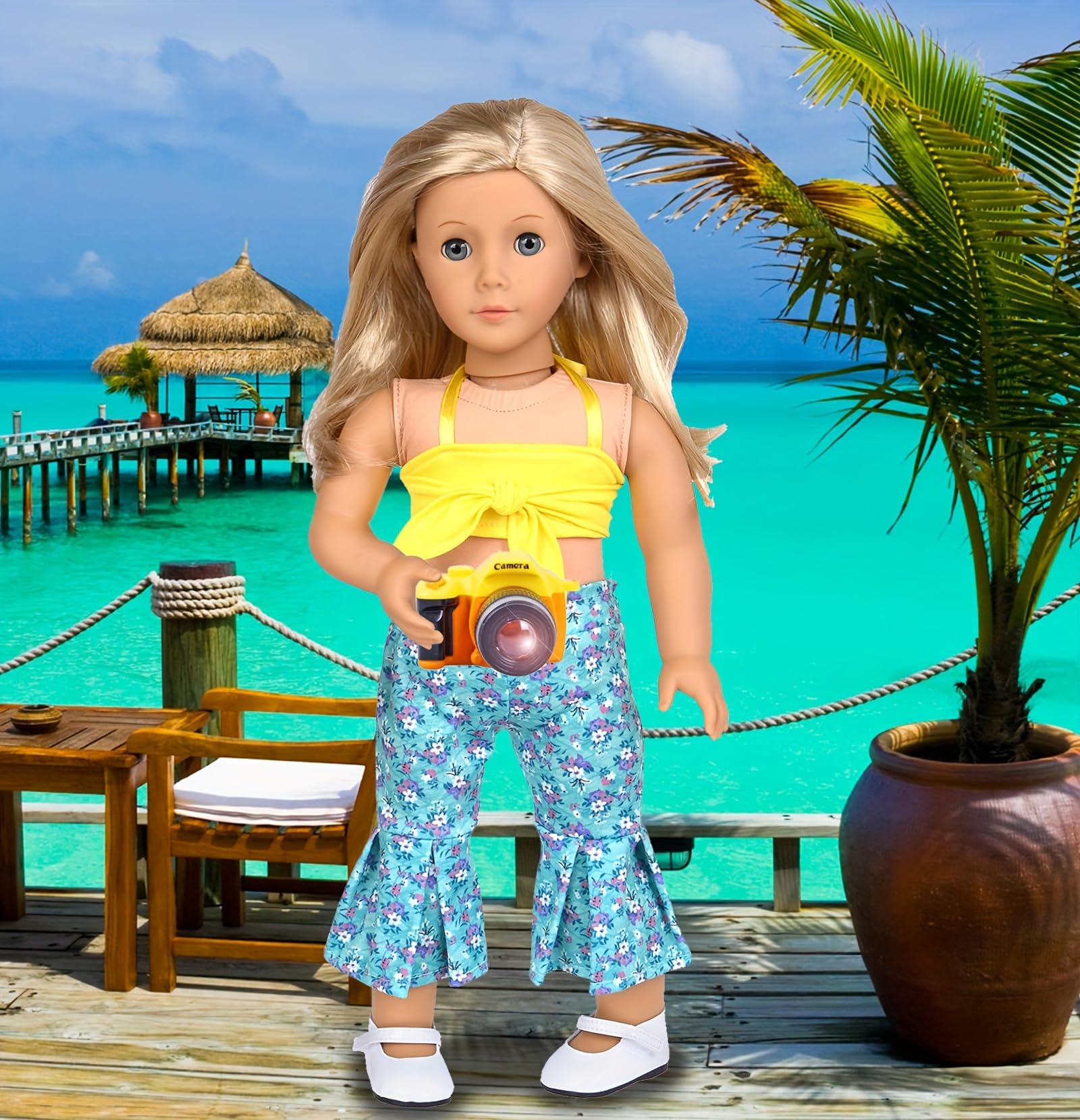 18 Inch Doll Clothes & Accessories Travel Set with Unicorn Luggage Suitcase - Outfit for American Girl Dolls & 18