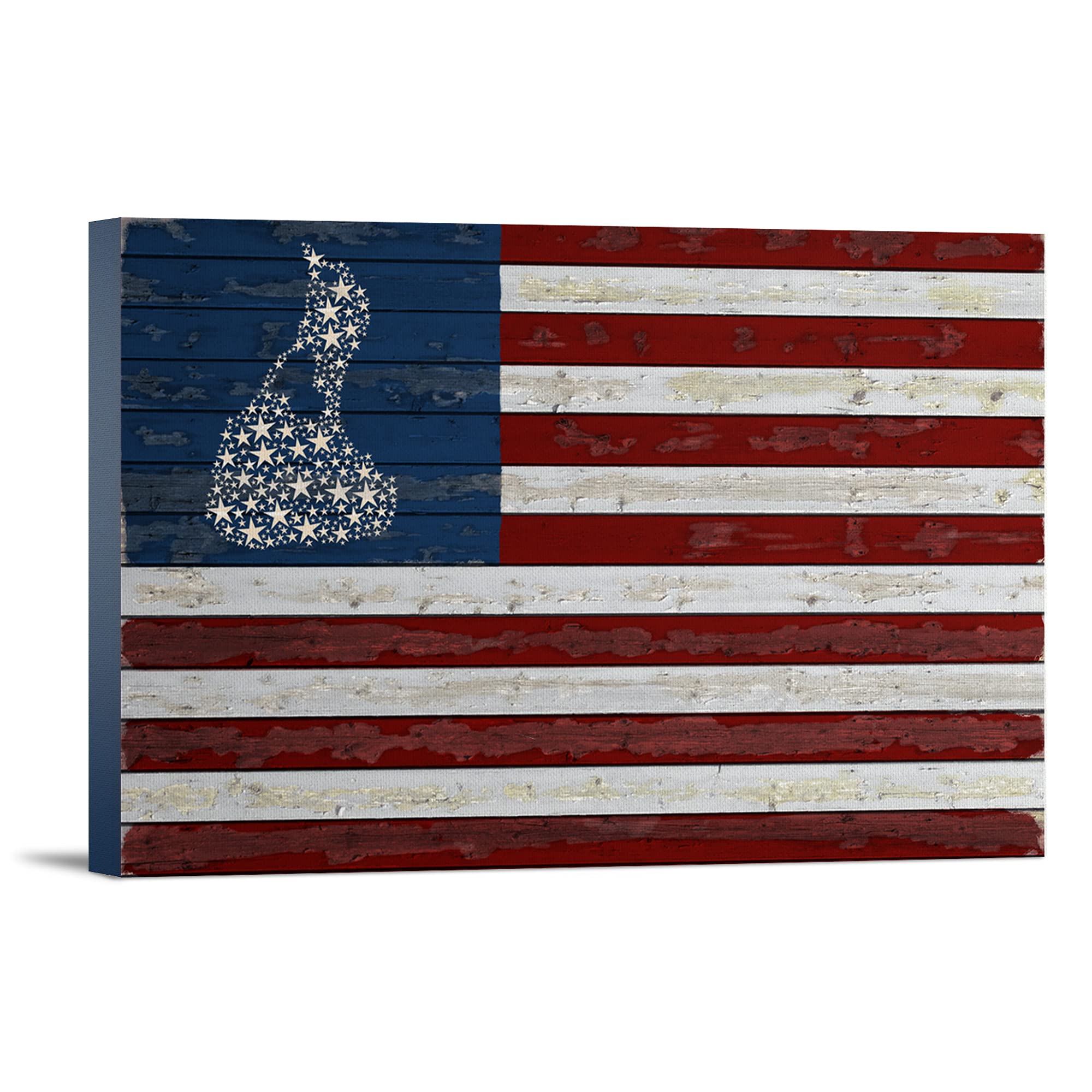 Distressed Block Island Rhode Island Flag - 16x24 Wrapped Canvas Wall Art Decor | Vintage Coastal Nautical Home & Office Wall Decor