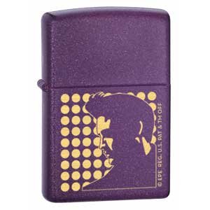 Zippo Elvis Silhouette Lighter - Purple Shimmer #21080 | Windproof Refillable Metal Lighter for Outdoor, Camping & Collectors